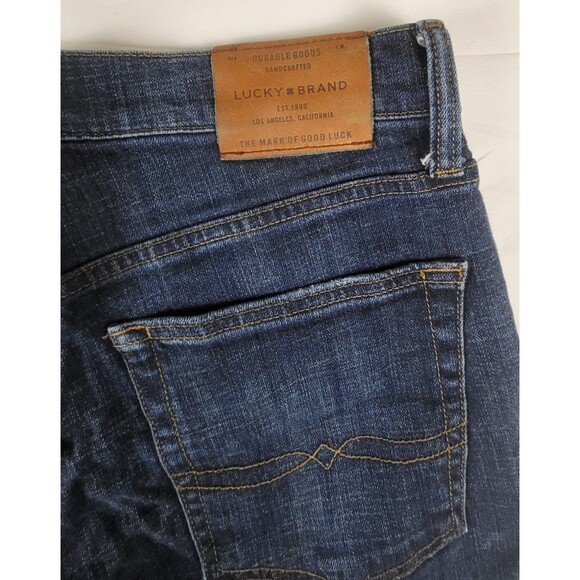 Lucky Brand Jeans Mens 32x32 Blue Dark Wash 221 Original Straight Stretch Denim - Picture 8 of 11